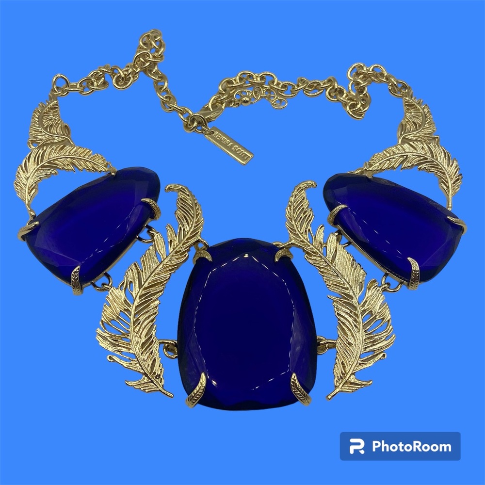 EUC Kendra Scott Cobalt Blue Statement Necklace in Gold